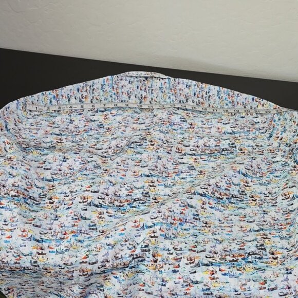 Bugatchi Men's Shaped Fit Sailboat Pattern Button Front Casual Shirt Size 3X - Picture 10 of 12